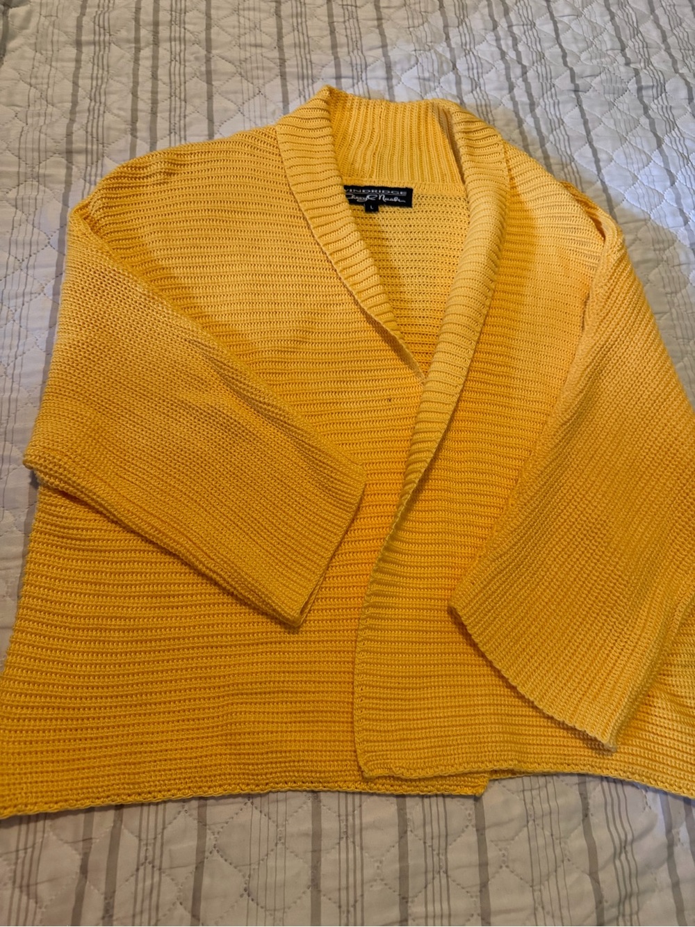 Windridge Cheryl Nash Bright Yellow Open-Front Knit Cardigan